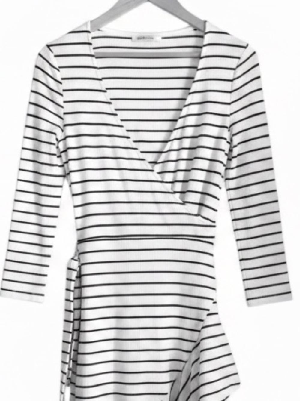 Free People Saylor Cream and Black Striped Mini Wrap Dress
